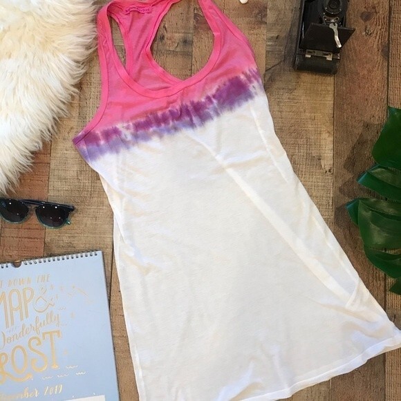 39 Sixtyone @ Velvet Pink White Long Tank Tie Dye Cover-Up Small - Picture 4 of 6